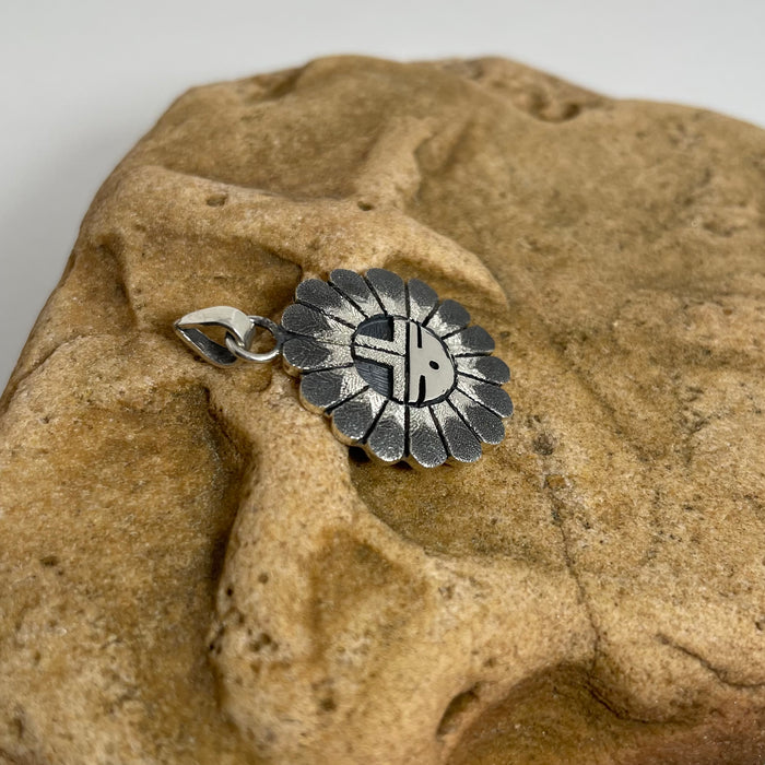 Little Dawa Sunface Silver Overlay Pendant, by Ronald Wadsworth