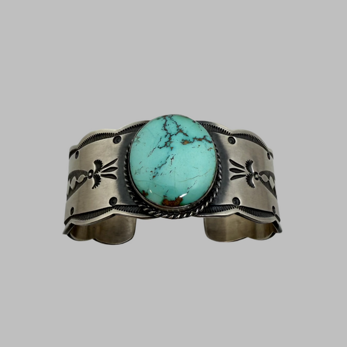 Royston Turquoise and Silver Navajo Bracelet, by Arnold Goodluck