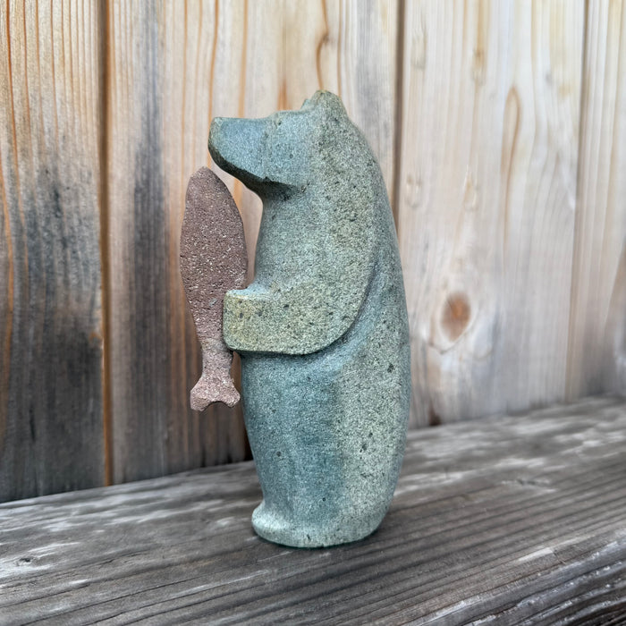 Bear with Fish Carving, by Salvador Romero