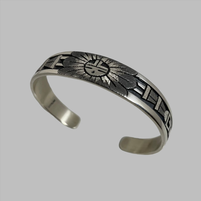 Hopi Silver Sun Face Bracelet, by Ronald Wadsworth