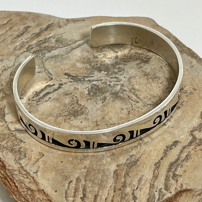 Hopi Silver Water Symbols Bracelet, by Steward Dacawyma