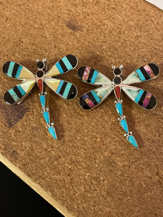 Dragonfly Inlay Brooch or Pendant, by Angus Ahiyite