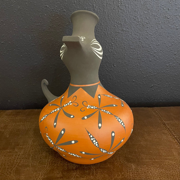 Zuni Duck Black on Redware Pottery Sculpture, by Anderson J. (Jamie)  and Avelia Peynetsa