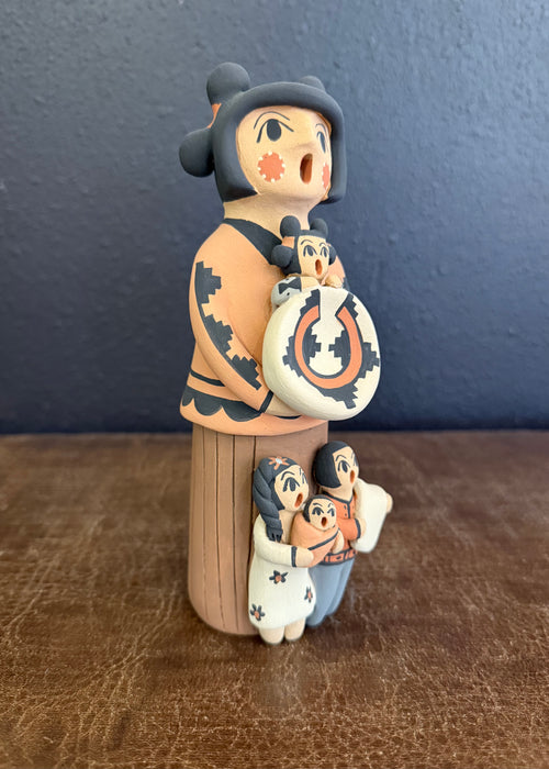 Standing Jemez Pueblo Storyteller Clay Doll, by Chrislyn Fragua