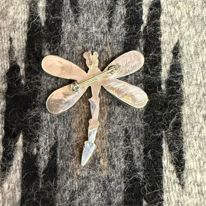 Dragonfly Inlay Brooch or Pendant, by Angus Ahiyite