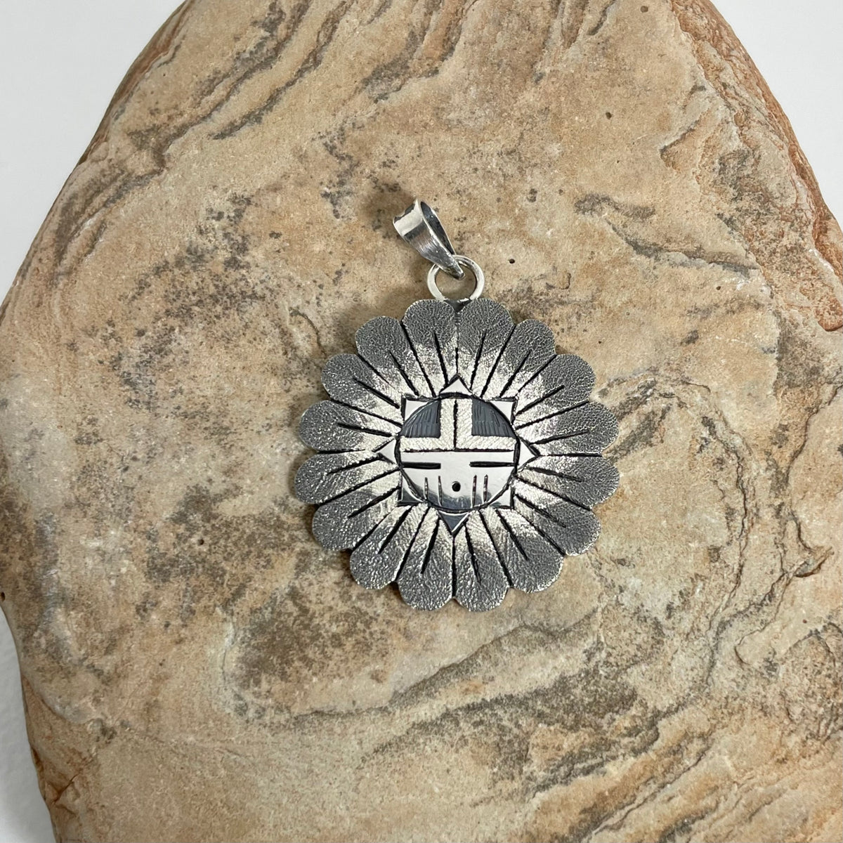 Sunface and Spirit Feathers Pendant, by Ronald Wadsworth– Raven