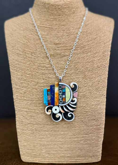 Mary Tafoya Pendant Abstract Inlay