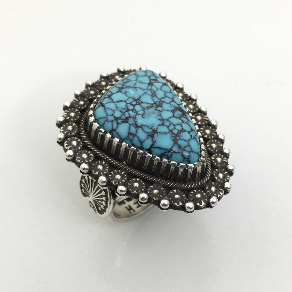 China Mountain Turquoise and Silver Ring, by Ivan Howard– Raven