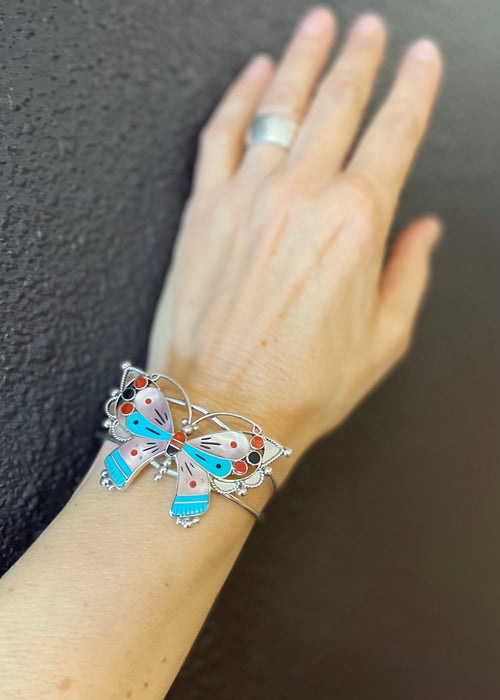 Zuni Inlay Butterfly Bracelet, by Lyndon Ahiyite