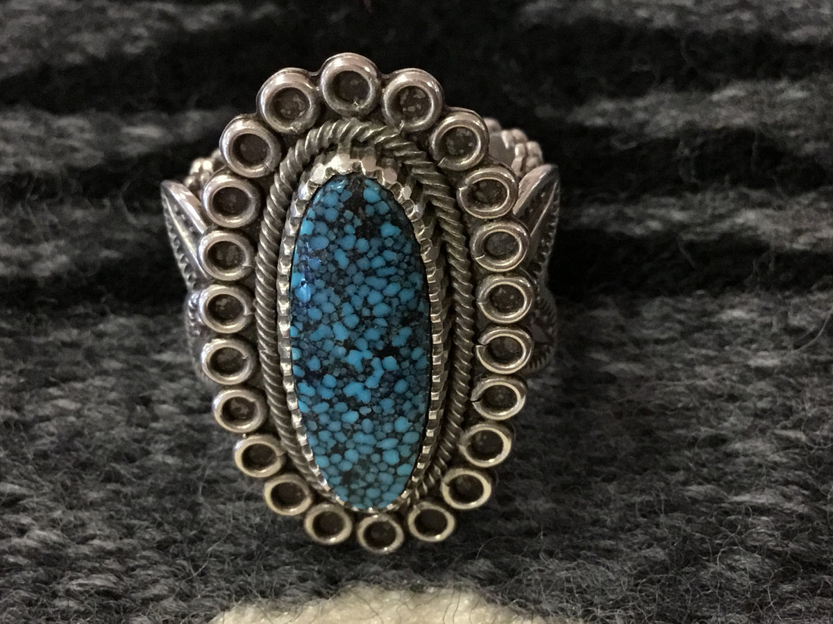 Spiderweb Kingman Turquoise Ring, by Ivan Howard– Raven Makes Gallery